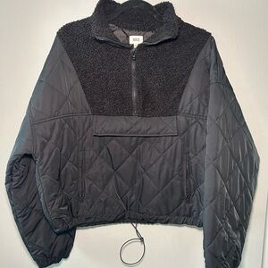 BKE Black Quilted Sherpa Pullover Jacket